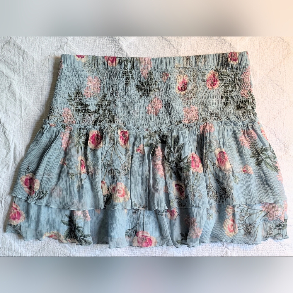 NWT.....DOLAN 100% Silk Flutter Floral Chiffon Mini Skirt Size XL - Picture 2 of 12